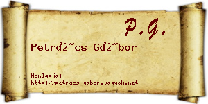 Petrács Gábor névjegykártya